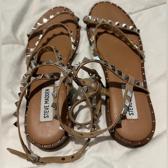 Steve Madden Brown Studded Sandals - Picture 2 of 4